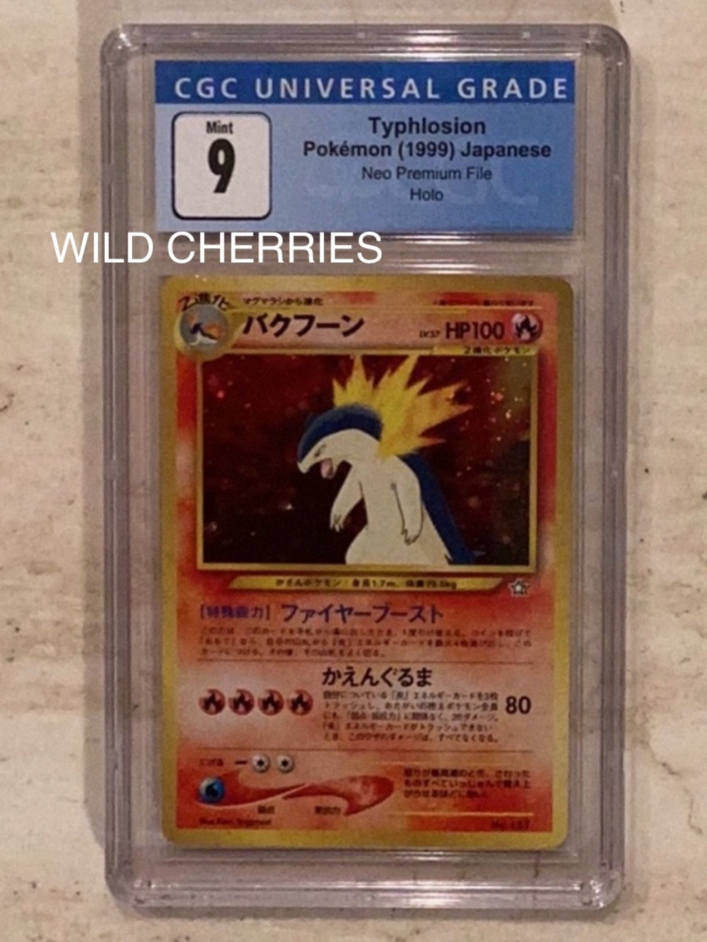 Typhlosion 1999 Pokemon Japanese Neo Premium File No 157 Holo CGC 9 #157 TCG